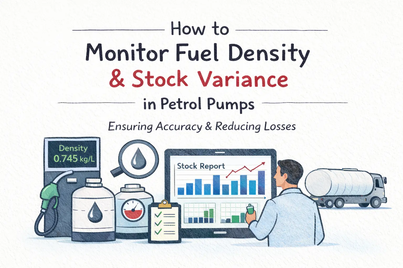 Fuel density and stock variance monitoring
