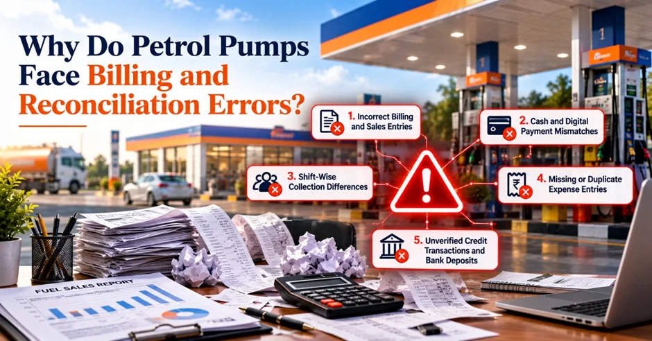Petrol pump billing errors and payment mismatches